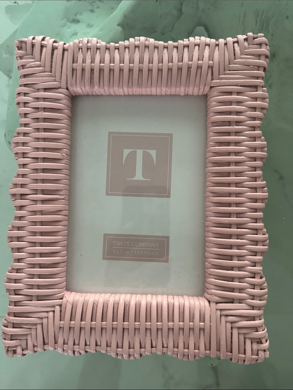 Two's Company Blush Pink Wicker Frame